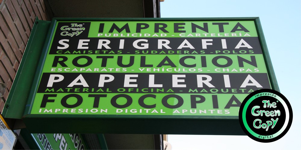 banderolas de exterior señalización para the green copy rotulación | Majadahonda Villanueva MADRID | The Green Copy