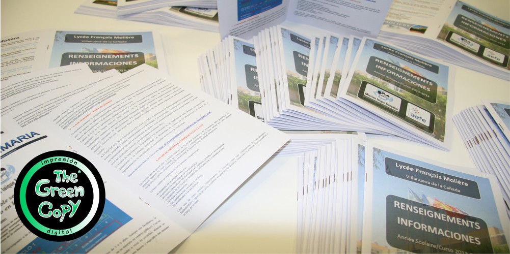 folletos grapados para liceo frances colegio | Majadahonda Villanueva MADRID | The Green Copy