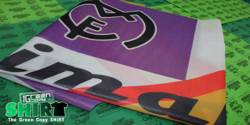 Impresión de Banderas Publicitarias para los Veteranos del Real Madrid | The Green Copy SHIRT| Villanueva de la Cañada MADRID | 918157760 |