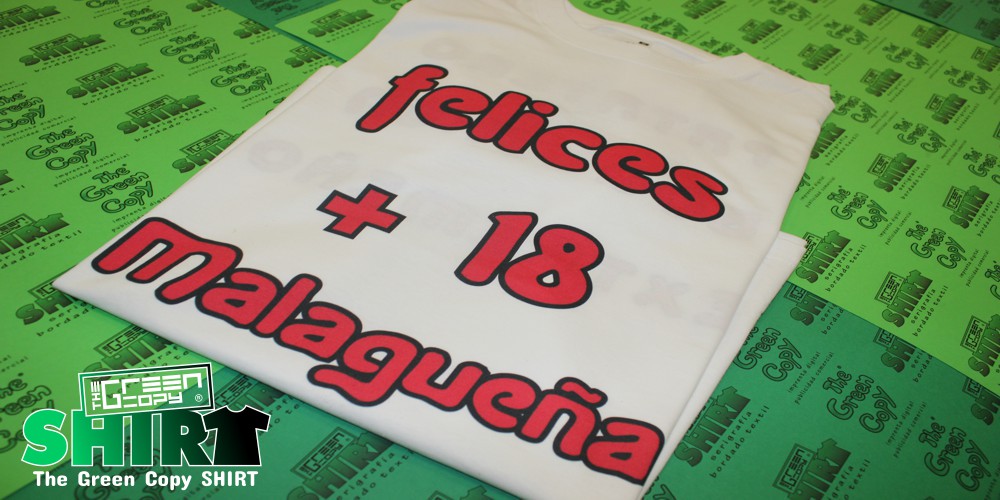 The Green Copy impresión de camisetas felices 18 años malagueña imprimir serigrafía digital de camisetas Villanueva de la Cañada MADRID