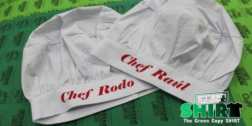 Impresión y Bordado de Gorras para Chef de Cocina Raúl. En Villanueva de la Cañada, Brunete, Majadahonda, Las Rozas. The Green Copy SHIRT