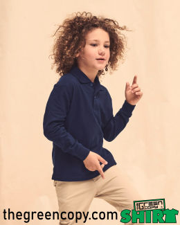 Impresión de Polo Personalizado FRUIT 65-35 NIÑO MANGA LARGA - Serigrafía de Polos DTG DTF en Madrid